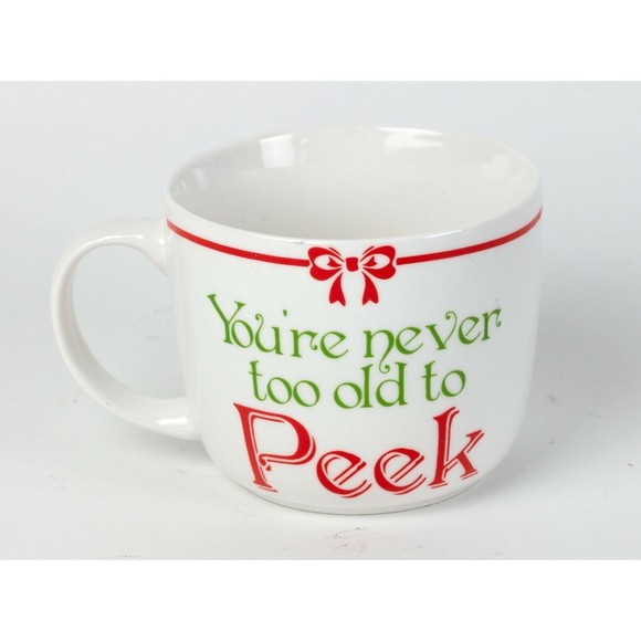 Pfaltzgraff Everyday You're Never Too Old To Peek Christmas Coffee Mug Cup 18 oz - Picture 3 of 6